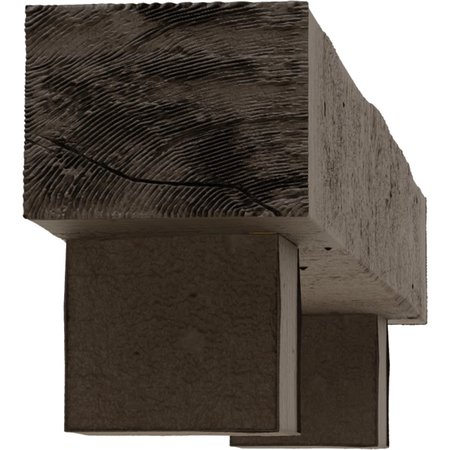 Ekena Millwork Kit w/ Alamo Corbels, NaturaL Honey Dew, 4"H x 4"D x 36"W Rough Cedar Faux Wood Fireplace ManteL MANURC04X04X36AOHD